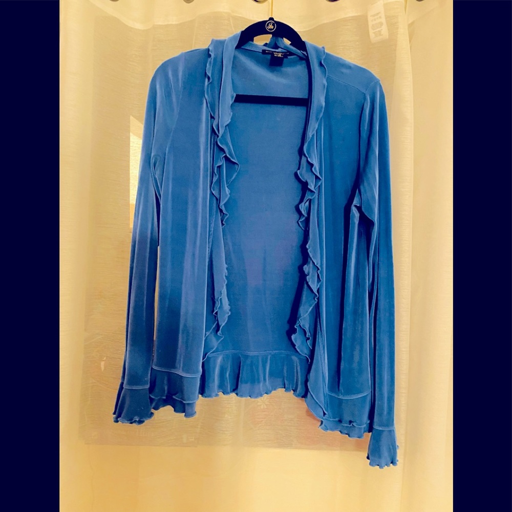 ~SALE~ BOSTON PROPER RUFFLE BLOUSE BLUE SIZE M